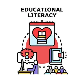 Educational literacy concept in modern learning environment Stock Illustration