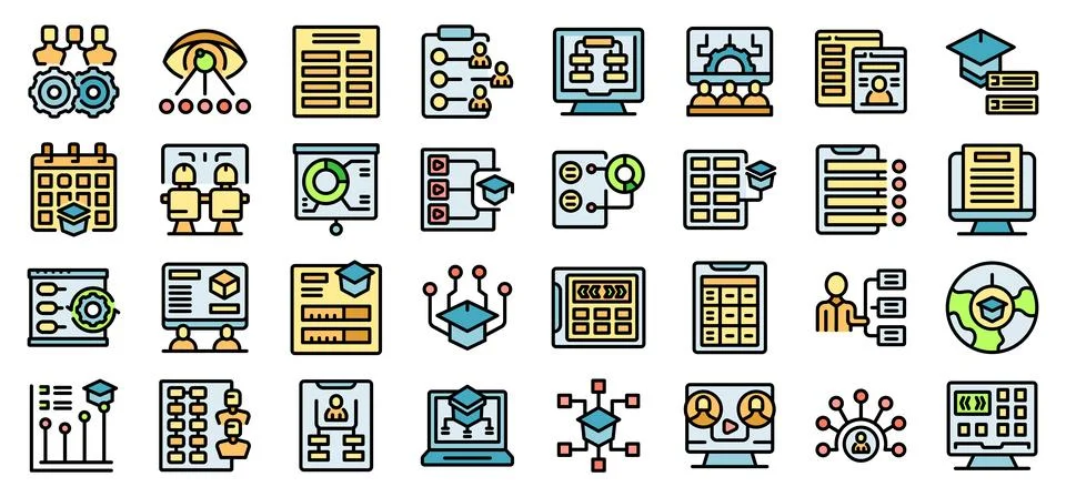 Educational management system representing learning programs and online cours Illustrazione stock