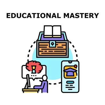 Educational mastery concept with online learning and achievement Stock Illustration