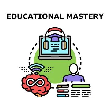 Educational mastery process learning online knowledge transfer Stock Illustration
