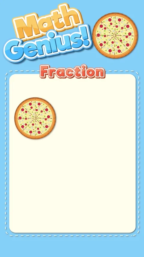 Educational Math Animation Explaining Fractions Using Pizza Slices for Children Stock Footage 329085604