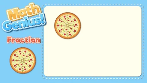 Educational Math Animation Explaining Fractions Using Sliced Pizza Illustrations Video stock 329085644