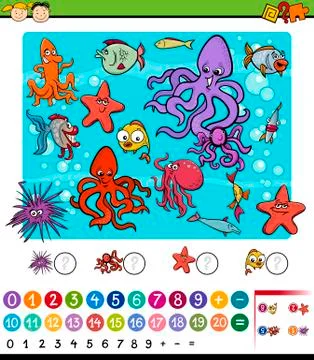 Educational math game cartoon Stock Illustration