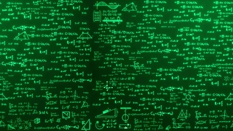 Educational mathematics science visual glowing green equations, formula diagrams Stock Footage 340549556