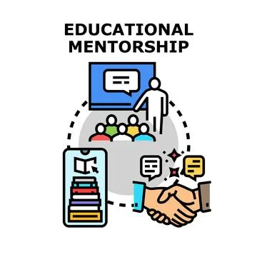 Educational mentorship assisting students with training and online learning Stock Illustration