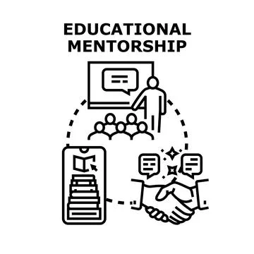 Educational mentorship assisting students with training and online learning Stock Illustration