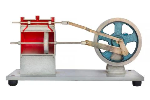 Educational model of the inside of a car motor engine with piston isolated on Foto stock