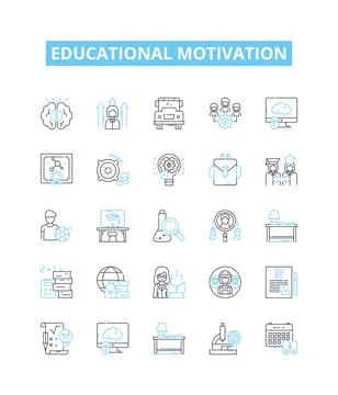 Educational motivation vector line icons set. Learning, Inspiration 스톡 일러스트