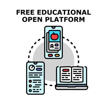 Educational open platform connecting online learning devices 스톡 일러스트