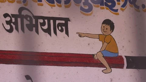 Educational Painting on a School Wall - Boy 스톡 동영상 90609148