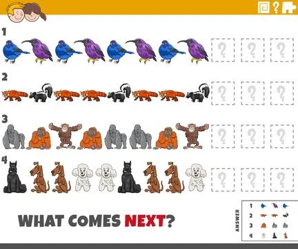 Educational pattern activity for children with cartoon animals Stock Illustration