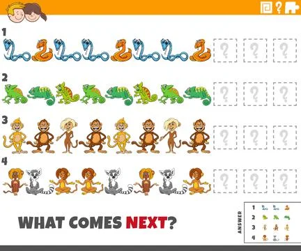 Educational pattern activity puzzle with funny cartoon animals Stockillustratie