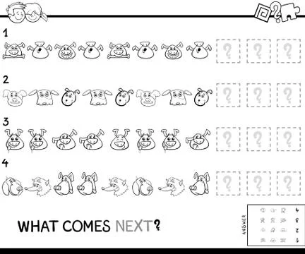 Educational pattern coloring book with dogs Illustrazione stock