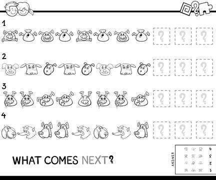 Educational pattern coloring book with dogs Black and White Cartoon Illust... Stock Photos