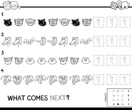 Educational pattern coloring book with pets Stockillustratie