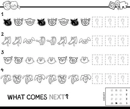 Educational pattern coloring book with pets Black and White Cartoon Illust... Stock Photos