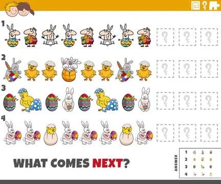 Educational pattern game with cartoon Easter characters Cartoon illustrati... 写真素材