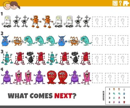 Educational pattern game for children with cartoon characters Stock Illustration
