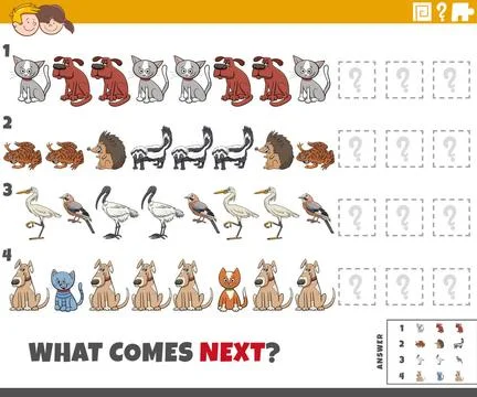 Educational pattern game for children with cartoon animals Cartoon illustr... Stock Photos