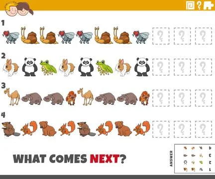 Educational pattern game for children with cartoon animals Cartoon illustr... Stock Photos