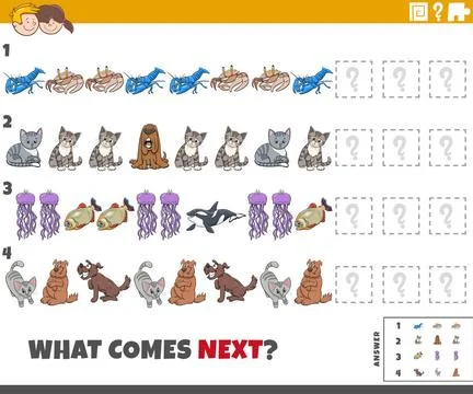 Educational pattern game for children with comic animals Cartoon illustrat... Stock Photos