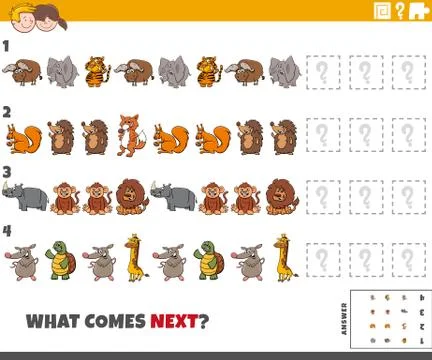 Educational pattern game for kids with animals Stockillustratie