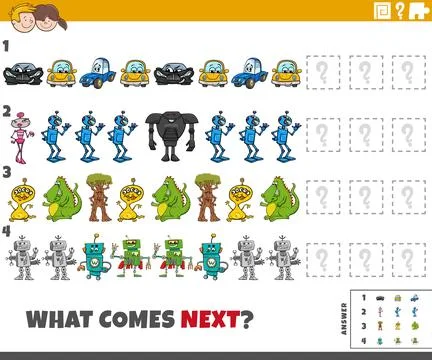 Educational pattern game for kids with cartoon characters 스톡 일러스트