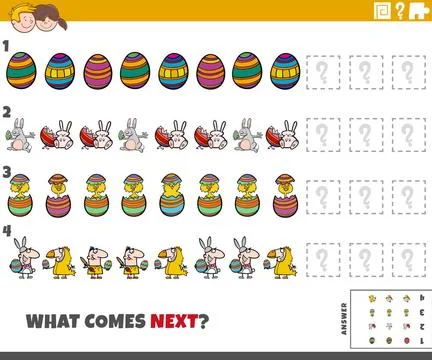 Educational pattern game for kids with Easter characters Cartoon Illustrat... Stock Photos