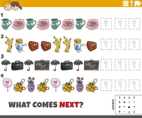 Educational pattern task for children with cartoon objects イラスト素材