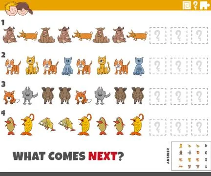 Educational pattern task for kids with cartoon animals Stockillustratie