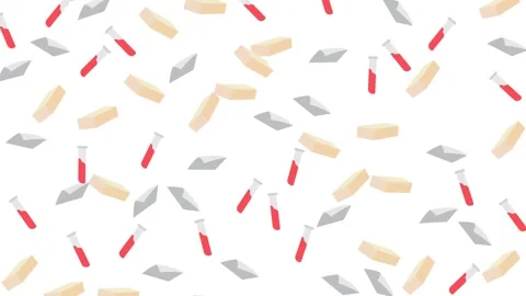 Educational Pattern with Test Tubes Envelopes and Books on White Background Stock Footage 346186031