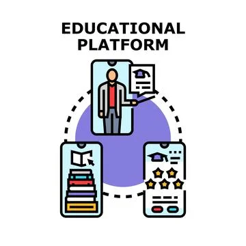 Educational platform offering online teaching and e learning resources Stock Illustration