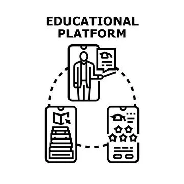 Educational platform offering online teaching and e learning resources Stock Illustration