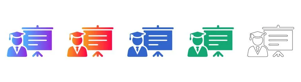 Educational Presentation and Training Instructor Icons Stock Illustration
