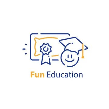 Educational program, receiving diploma, finish training course certificate Stockillustratie