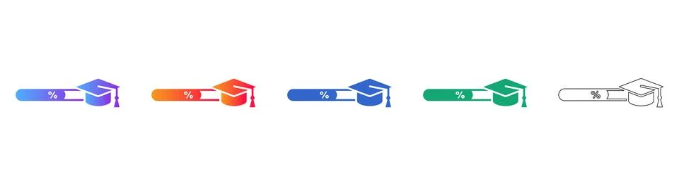 Educational Progress Loading Bar Icons Stock Illustration