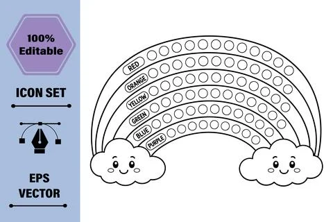 Educational Rainbow Counting Worksheet Activity Vector Illustration for Kids 库存插图