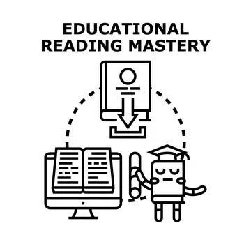 Educational reading mastery concept with online learning Stock Illustration