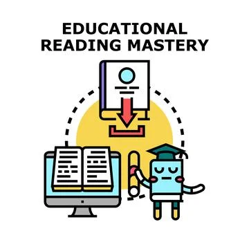 Educational reading mastery concept with online learning Stock Illustration