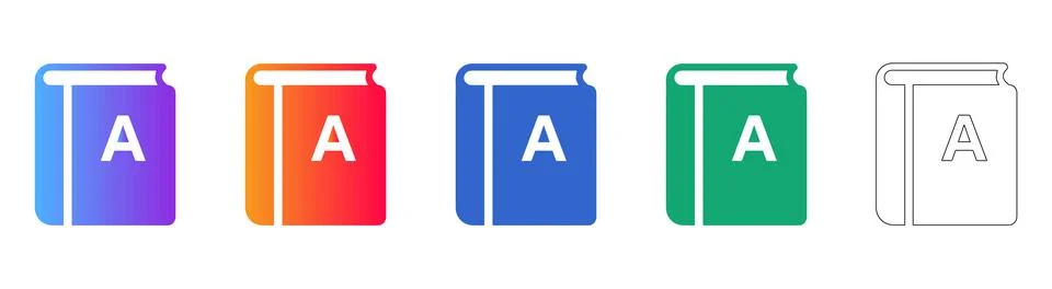 Educational Reference Book Icons Stock Illustration