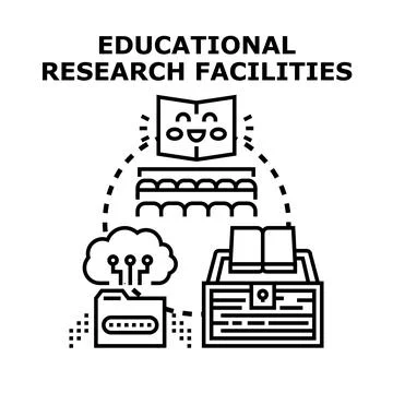Educational research facilities concept with digital learning イラスト素材