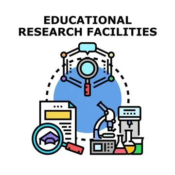 Educational research facilities concept with scientific equipment Stock Illustration