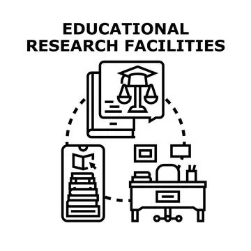 Educational research facilities concept in vector icon style Stock Illustration