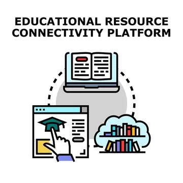 Educational resource connectivity platform with digital learning access Stock Illustration