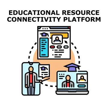Educational resource connectivity platform technology concept Illustration