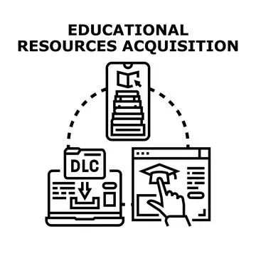 Educational resources acquisition for online learning platform 스톡 일러스트