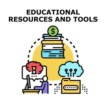 Educational resources and learning tools concept illustration 스톡 일러스트