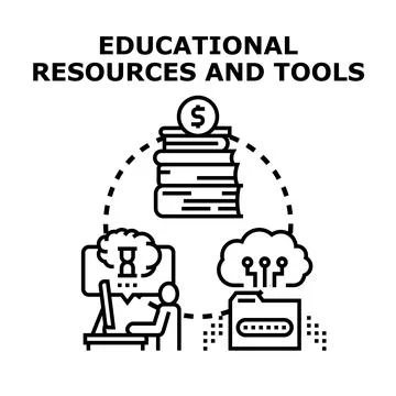 Educational resources and learning tools concept illustration Stock Illustration