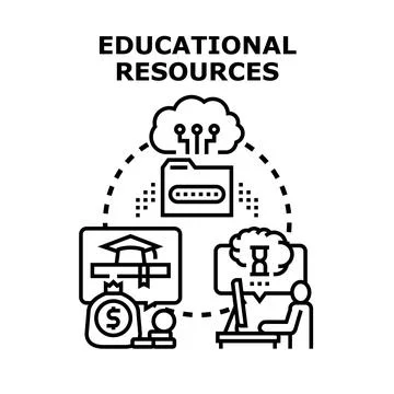 Educational resources concept for online learning and knowledge Illustrazione stock