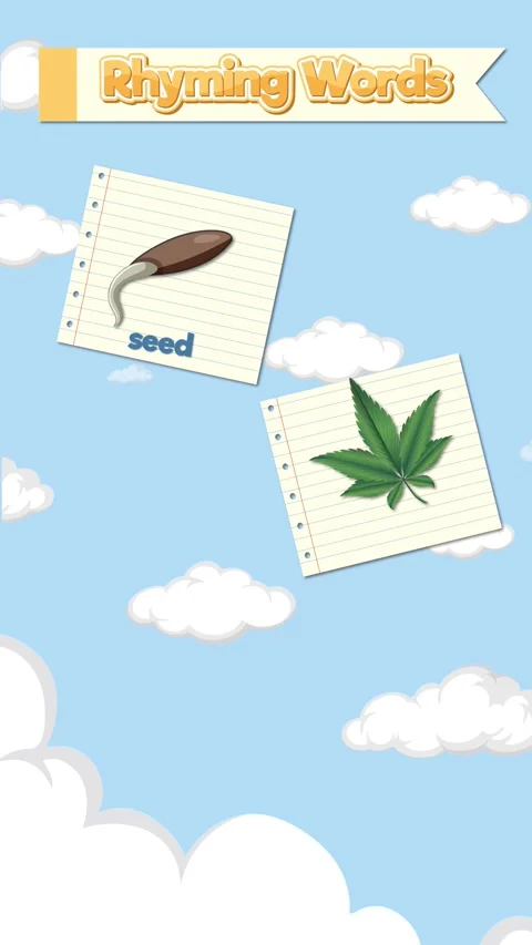 Educational Rhyming Word Cloud Animation with Seed Weed Reed and Breed Video stock 329658316